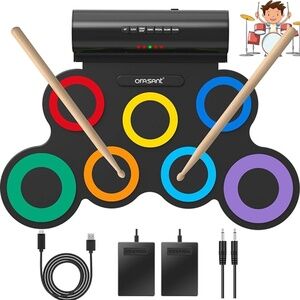 Real-Effect Rechargeable Portable Electronic Drum Set, Multi-Functional Electric